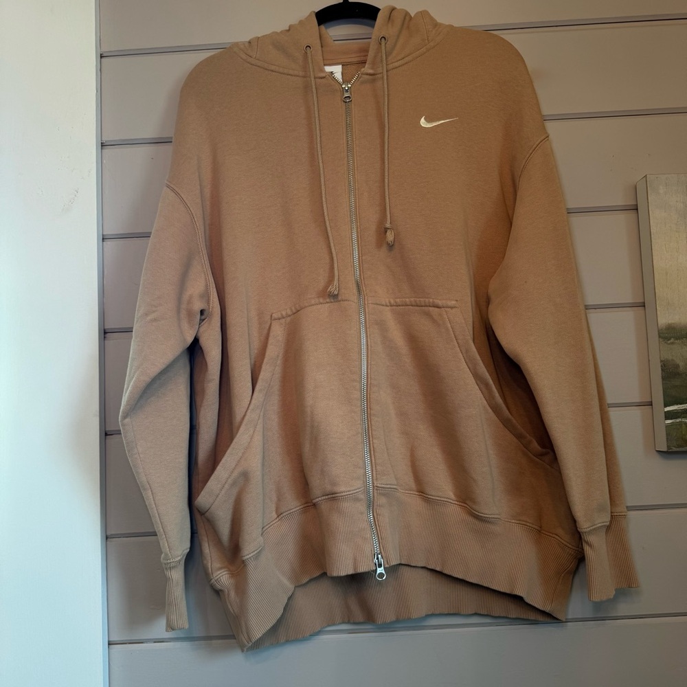 Nike Women's Sportswear Phoenix Fleece Oversized Full-Zip Hoodie Beige